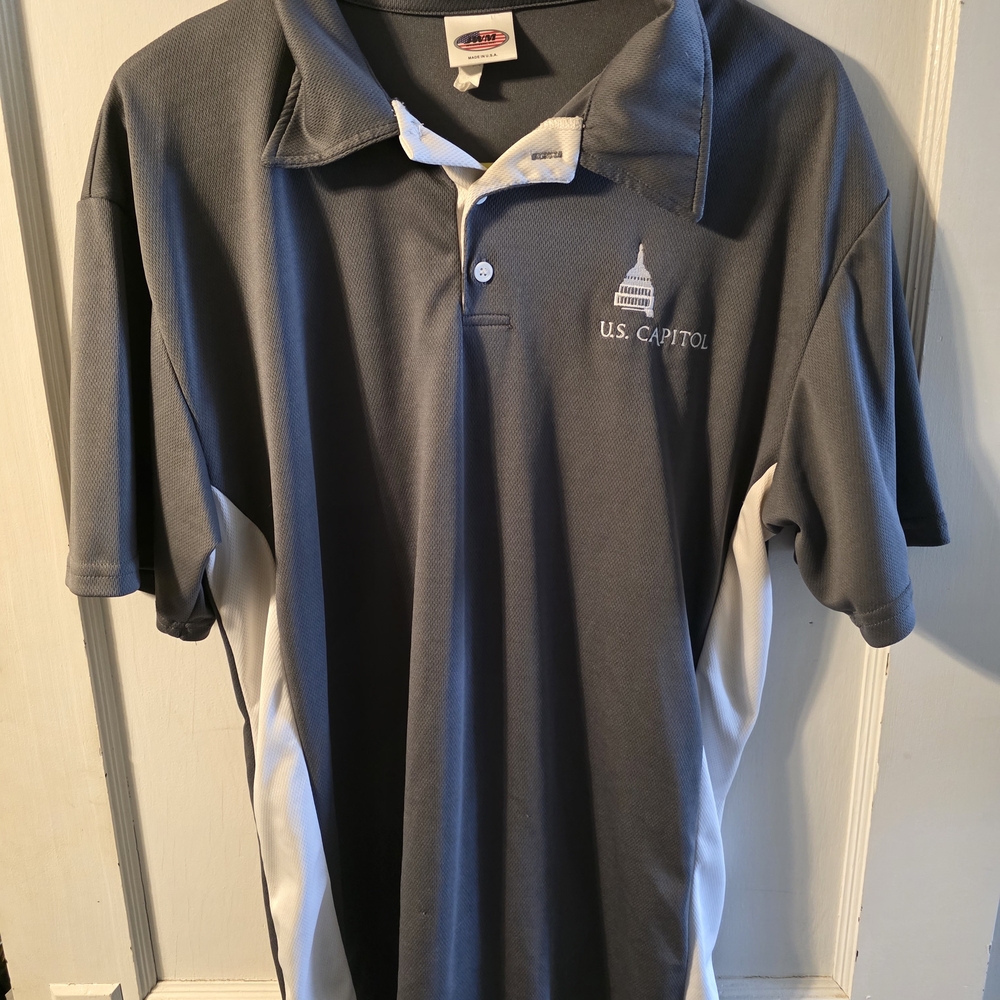 Gray and White Men's Polo Shirt